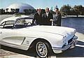 Alan B. Shepard (center) with GM Styling President William L. Mitchell (left) and Chevrolet General Manager Edward N. Cole (right) with Shepard's 1962 Corvette. 